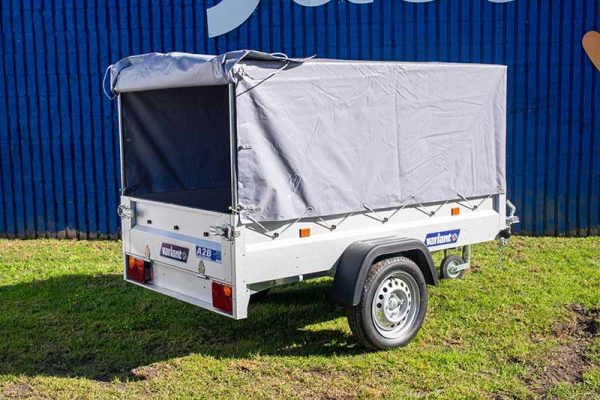 205 with high tarp, the Ultimate all rounder /camper- lightweight, high capacity, electric or light car towable.