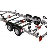 Off-road boat trailer with roller system for easy launching and retrieval on rough terrain galvanised boat trailer