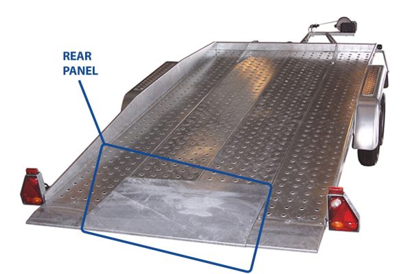 Heavy duty European machine trailer rear panel -max. load, galvanised sealed bearings, overrun braking, lightweight -easy to manage.