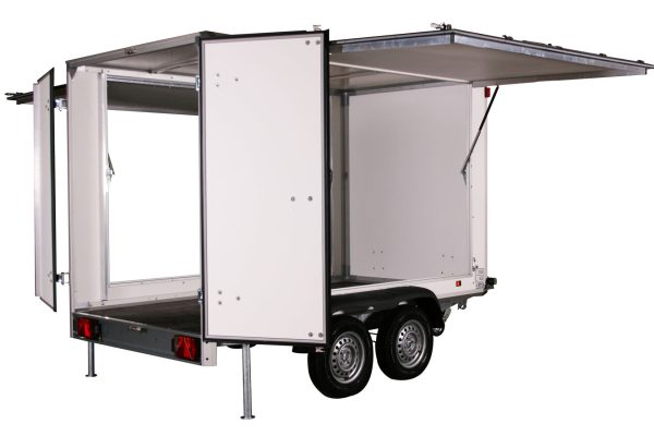 Variant sales trailer with hatch or equipment trailer