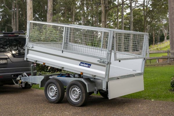 Caged trailer with a ramp and also trailer for riding lawn mower
