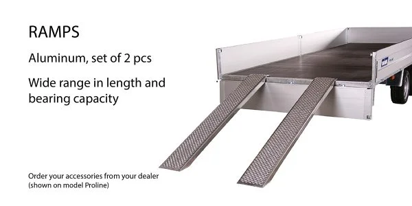 Aluminum car trailer with a ramp, designed for easy loading and unloading of vehicles.