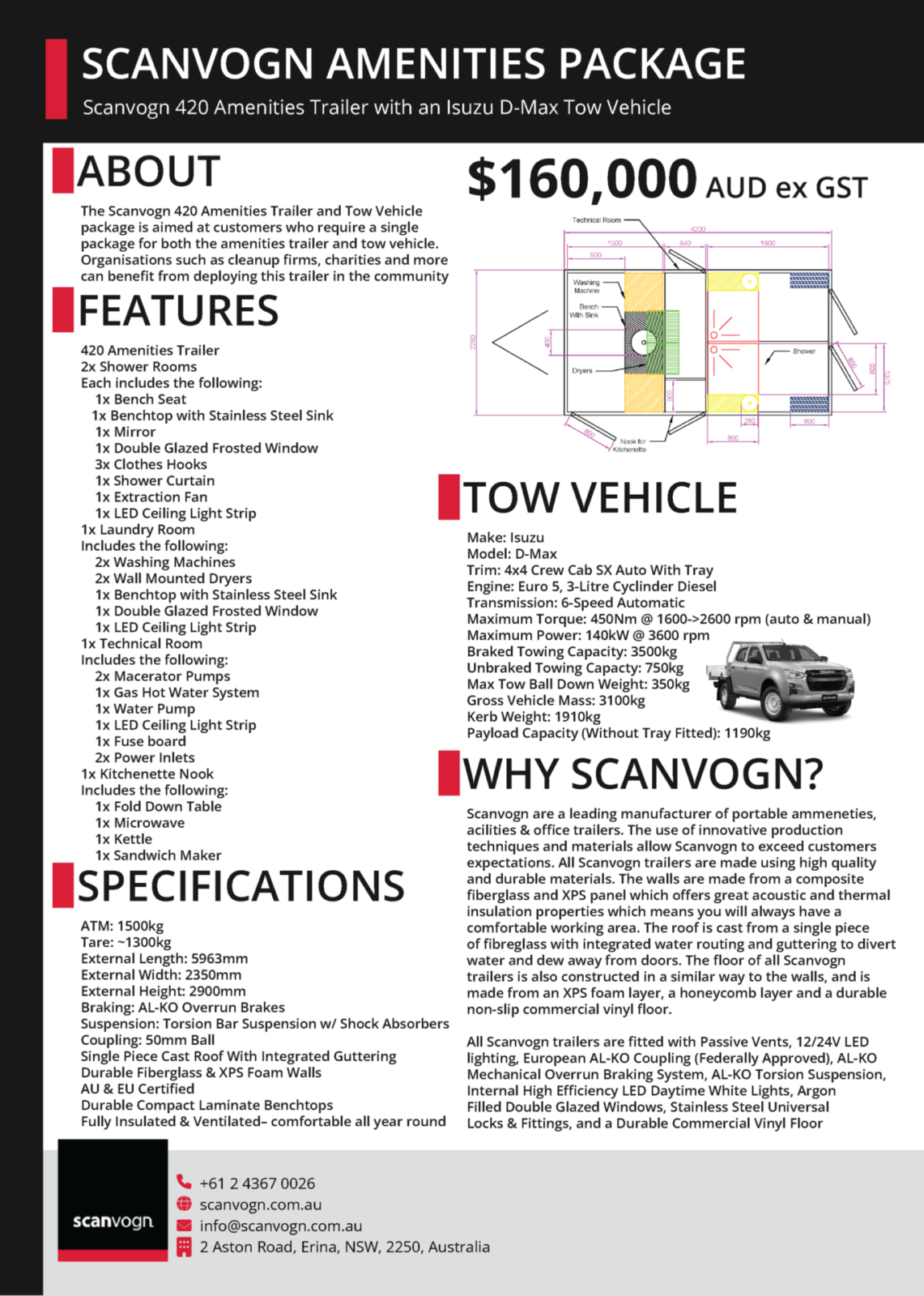 Scanvogn – 420 Amenities Trailer & Tow Vehicle Package Mobile office on wheels portable office trailer Australia