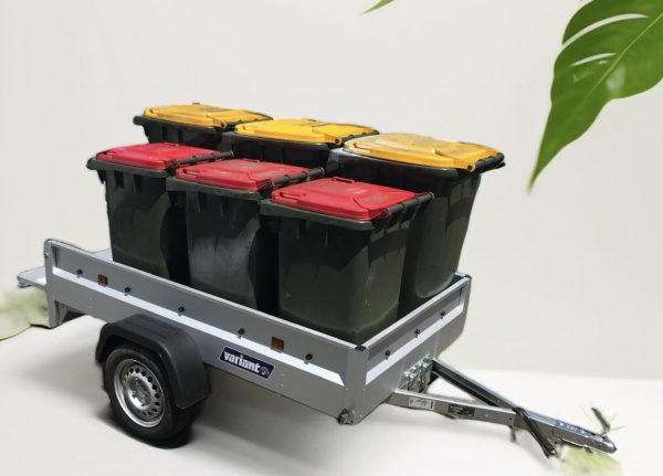 Bin trailer - waste or recycle -make your day easy as.