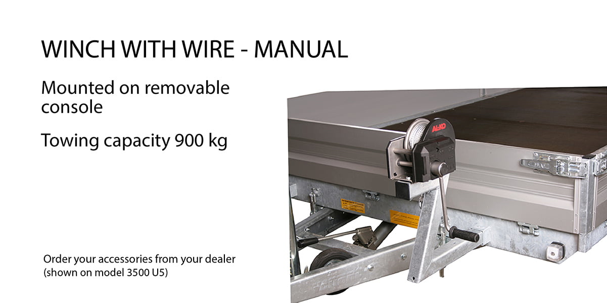 Universal Trailer 3553 UX – 5.2m x 2.1m – 3500kg Tri-Axle Hand Wire Winch for Variant Universal Tilting flatbed Trailers